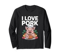 I Love Pork Funny Pig Chef Cibo Carino Maglia a Manica