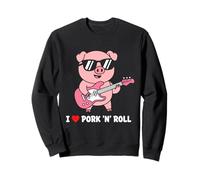 I Love Pork N Roll Cute Pig Chitarrista Felpa