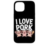 I Love Pork Pig Chef Carino Cibo Divertimento Custodia per iPhone 15