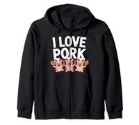 I Love Pork Pig Chef Carino Cibo Divertimento Felpa con Cappuccio
