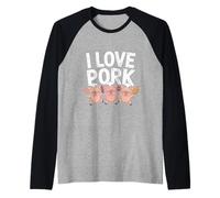 I Love Pork Pig Chef Carino Cibo Divertimento Maglia con Maniche Raglan