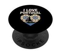 I Love Portugal Heart Tile Barca a vela PopSockets PopGrip Adesivo