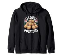 I Love Potatoes Citazione di Verdure Divertente Felpa con Cappuccio