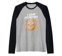 I Love Potatoes Fantastico design a forma di faccia di patata Maglia con Maniche Raglan