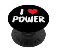 I Love Power Heart Politics Elettricità Centrale Elettrica Solare PopSockets PopGrip Adesivo