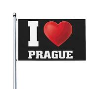 I Love Praga Flag 3x5 Outdoor Double Sided Vintage Flag Banner esterno per portico 3x5 Ft, I Love Prague Tapestry For Living Room