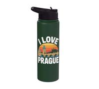I Love Praga Tramonto Castle Bridge Stainless Steel Insulated Water Bottle