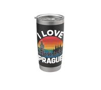 I Love Prague Vintage Tramonto Design Bicchiere termico in acciaio inox doppia parete