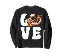 I Love Pugs Graphic for Fall Cute Sleeping Dog for Autumn Felpa