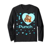 I Love Punch Sad Baby Monkey Hearts Maglia a Manica