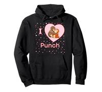 I Love Punch The Baby Monkey Hearts Felpa con Cappuccio