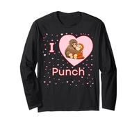 I Love Punch The Baby Monkey Hearts Maglia a Manica