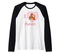 I Love Punch The Baby Monkey Hearts Maglia con Maniche Raglan