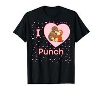 I Love Punch The Baby Monkey Hearts Maglietta
