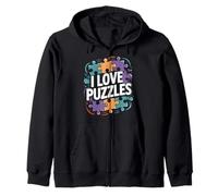 I Love Puzzles Jigsaw Puzzle Amante Felpa con Cappuccio