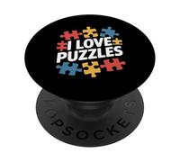 I Love Puzzles Pezzi di puzzle colorati e divertenti PopSockets PopGrip Adesivo