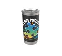 I Love Puzzles Rainbow Puzzle Piece Delight Bicchiere termico in acciaio inox doppia parete