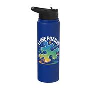 I Love Puzzles Rainbow Puzzle Piece Delight Stainless Steel Insulated Water Bottle