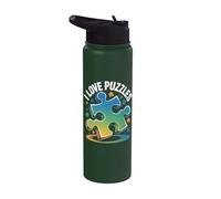 I Love Puzzles Rainbow Puzzle Piece Delight Stainless Steel Insulated Water Bottle