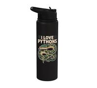 I Love Pythons Entusiast Herpetology Design Stainless Steel Insulated Water Bottle