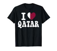 I Love Qatar Bandiera Cuore Retro Viaggio Souvenir Maglietta
