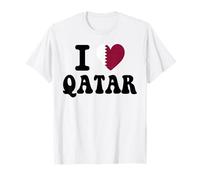 I Love Qatar Bandiera Cuore Retro Viaggio Souvenir Maglietta