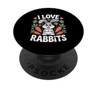 I Love Rabbits Carino Bunny Carota Clover PopSockets PopGrip Adesivo