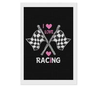 I Love Racing - Kit per pittura a mosaico con motivo rally con bandierine da rally, punto croce, per decorare le pareti della casa, 20,3 x 30,5 cm
