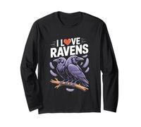 I Love Ravens Appassionato Birdwatcher Art Maglia a Manica