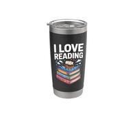 I Love Reading Book Bookworm Bibliotecario Bicchiere termico in acciaio inox doppia parete