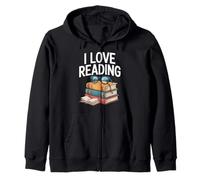 I Love Reading Books Biblioteca Occhiali Felpa con Cappuccio