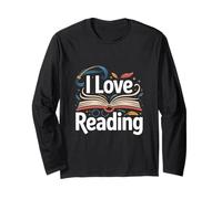 I Love Reading Libro Aperto Biblioteca Magica Bookworm Maglia a Manica