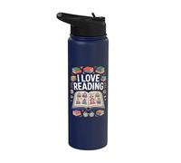 I Love Reading Open Book Personaggi Stainless Steel Insulated Water Bottle