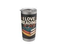 I Love Reading Pila Di Libri Con Occhiali Bicchiere termico in acciaio inox doppia parete