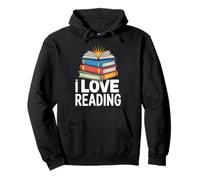 I Love Reading Pila di Libri Libro Aperto Felpa con Cappuccio