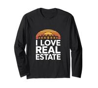 I Love Real Estate Houses Tramonto Design Maglia a Manica