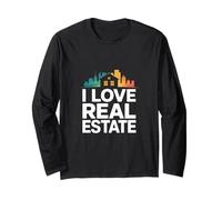 I Love Real Estate Urbano Skyline Design Maglia a Manica