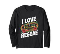 I Love Reggae Vibrant Music Boombox Blooms Maglia a Manica