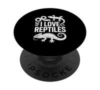 I Love Reptiles - Ventaglio con lucertola, serpente e geco PopSockets PopGrip Adesivo