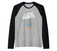 I Love Robots Carino Robot Enthusiast Tech Maglia con Maniche Raglan