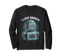 I Love Robots Retro Vintage Robot Amante Maglia a Manica
