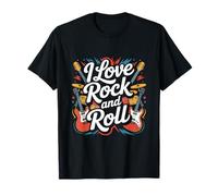 I Love Rock And Roll Chitarre Drums Design Maglietta