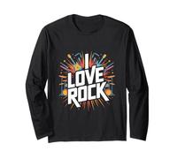 I Love Rock Chitarra Elettrica Batteria Musica Maglia a Manica