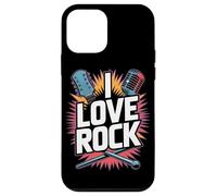 I Love Rock Chitarra Microfono Batteria Fan Custodia per iPhone 12 mini