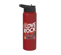 I Love Rock Chitarre Elettriche Batteria Stainless Steel Insulated Water Bottle