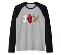 I Love Rock N' Roll Graphic Tee Shirt, Rock And Roll Design Maglia con Maniche Raglan