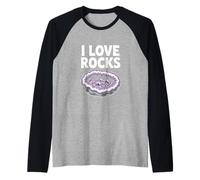 I Love Rocks Geode Ametista Design Maglia con Maniche Raglan