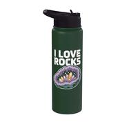 I Love Rocks Geode Crystal Design Stainless Steel Insulated Water Bottle