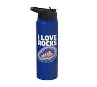 I Love Rocks Geode Crystal Design Stainless Steel Insulated Water Bottle