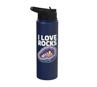 I Love Rocks Geode Crystal Design Stainless Steel Insulated Water Bottle